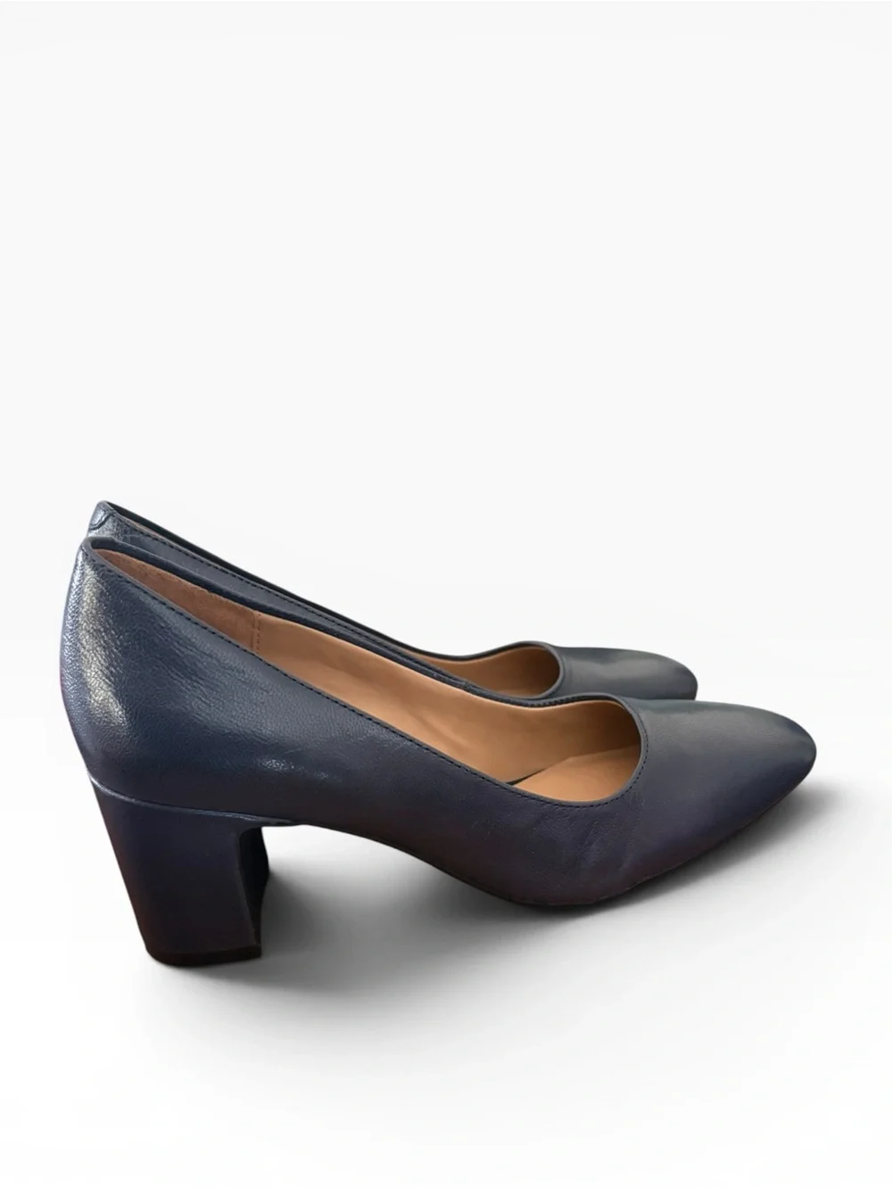 Aerosoles Minetta Navy Leather Block Heel Pump Office Wear Sz 7